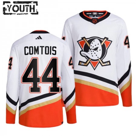 Barn Ishockey Anaheim Ducks tröja Max Comtois 44 Adidas 2022-23 Vit Reverse Retro 2.0 Authentic